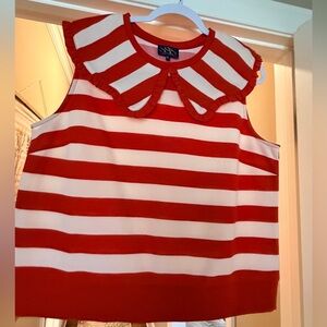 Red and White Striped Sleeveless Top
